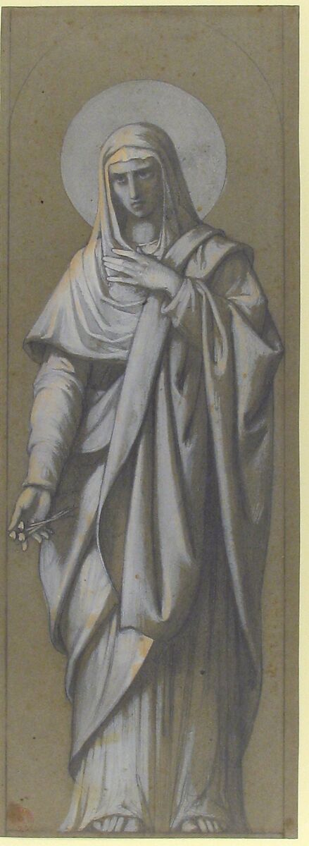Mater Dolorosa, Camille-Auguste Gastine (French, Paris 1819–1867 Paris), Graphite and gouache