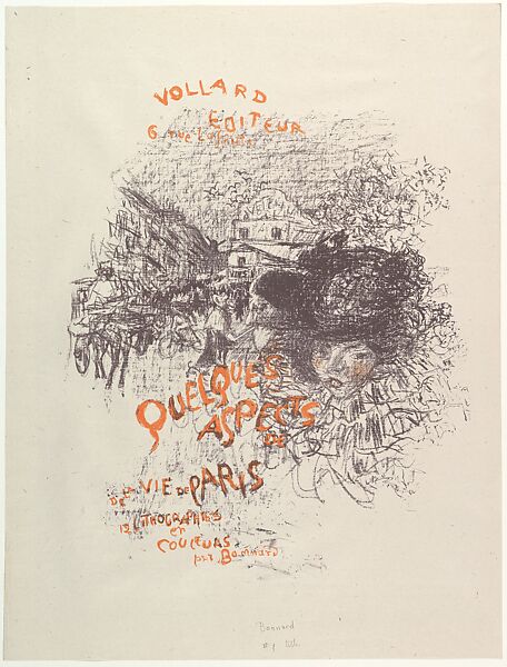 Cover of the Album: Some Aspects of Parisian Life, Pierre Bonnard (French, Fontenay-aux-Roses 1867–1947 Le Cannet), Lithograph in two colors 