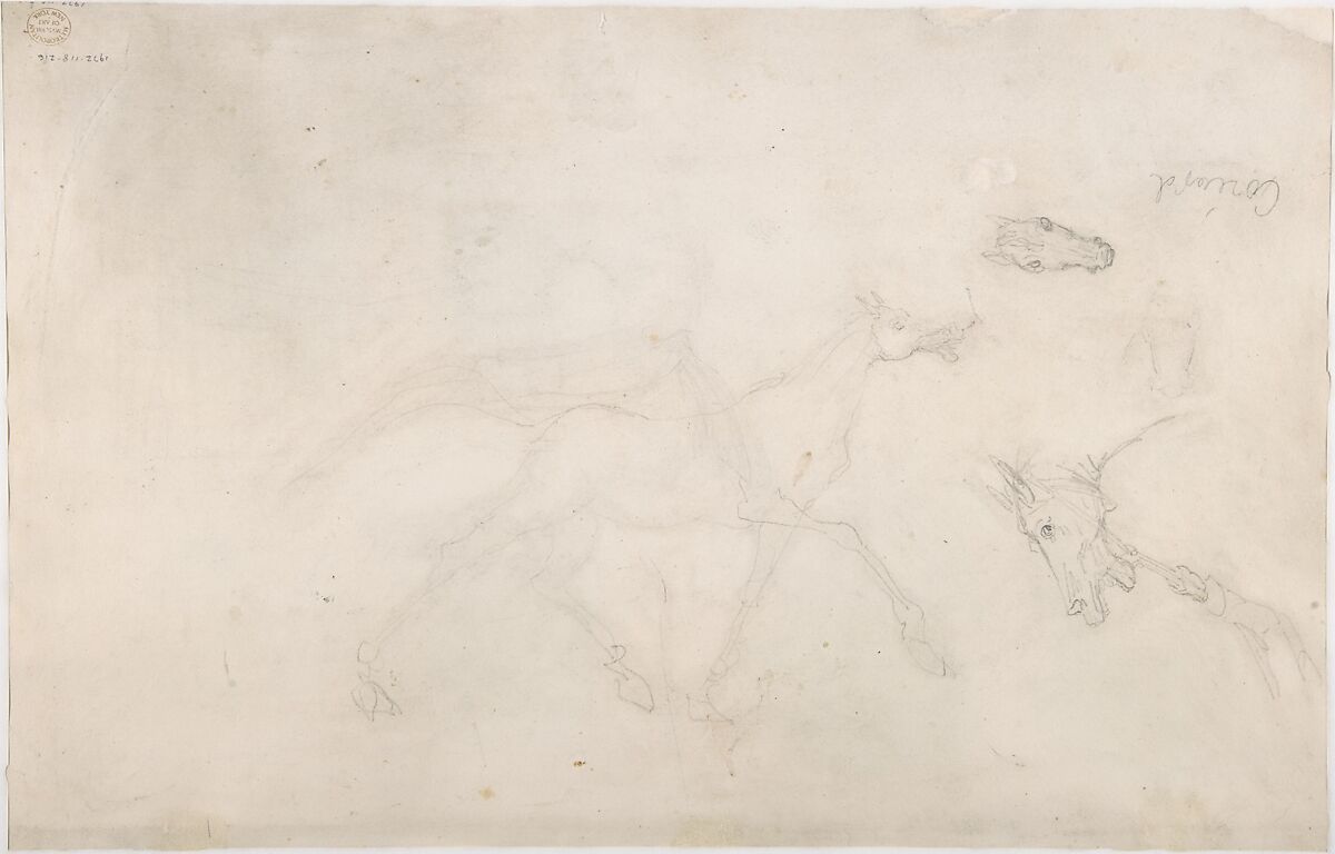 Six studies for Corréard and Savigny in the "Raft of the Medusa", Théodore Géricault (French, Rouen 1791–1824 Paris), Black chalk