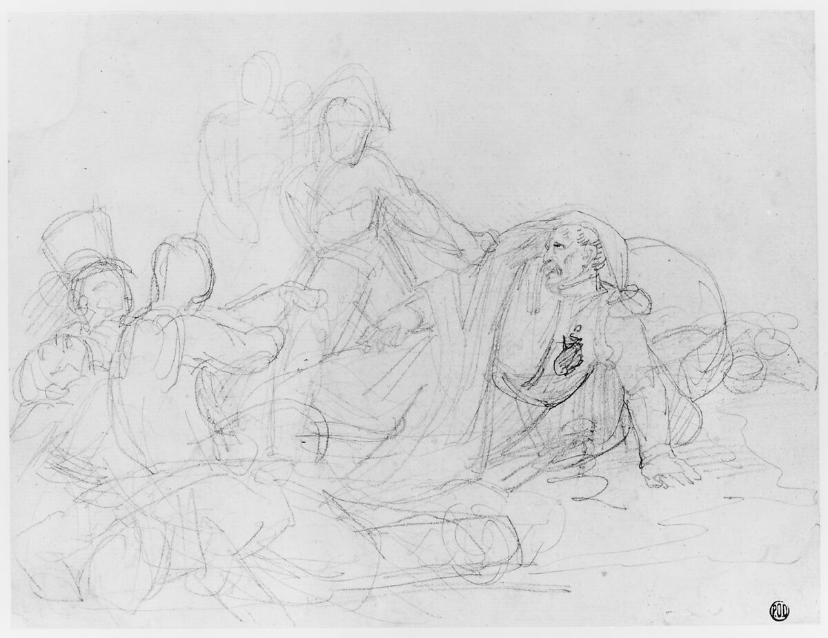 Fallen Soldiers, Théodore Géricault (French, Rouen 1791–1824 Paris), Graphite on laid paper
