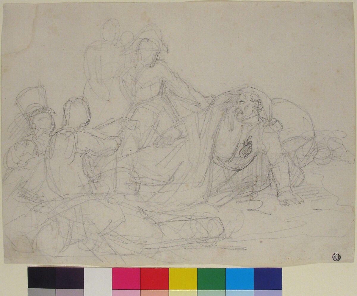 Fallen Soldiers, Théodore Géricault (French, Rouen 1791–1824 Paris), Graphite on laid paper
