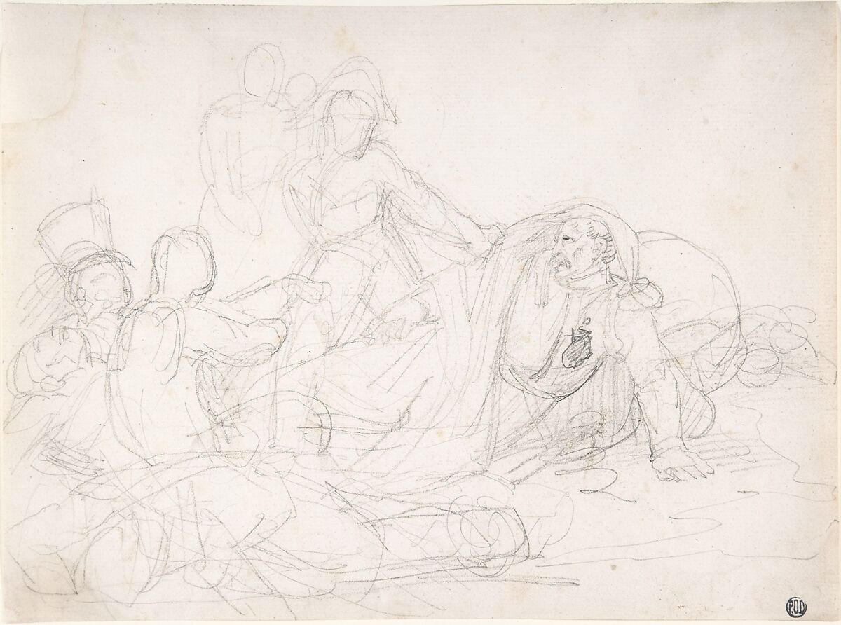 Fallen Soldiers, Théodore Gericault (French, Rouen 1791–1824 Paris), Graphite on laid paper 