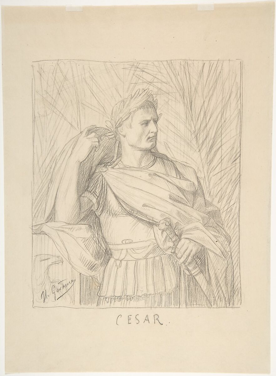 Julius Caesar, Jean-Léon Gérôme (French, Vesoul 1824–1904 Paris), Graphite on wove paper 