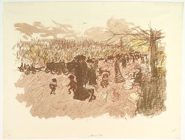 Avenue Bois de Boulogne, from the series "Some Aspects of Parisian Life", Pierre Bonnard (French, Fontenay-aux-Roses 1867–1947 Le Cannet), Lithograph in five colors 