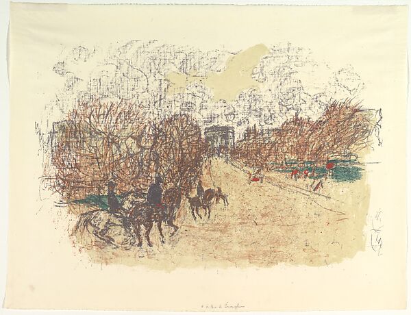Arc de Triomphe, from the series "Some Aspects of Parisian Life", Pierre Bonnard (French, Fontenay-aux-Roses 1867–1947 Le Cannet), Lithograph in five colors on cream wove paper 