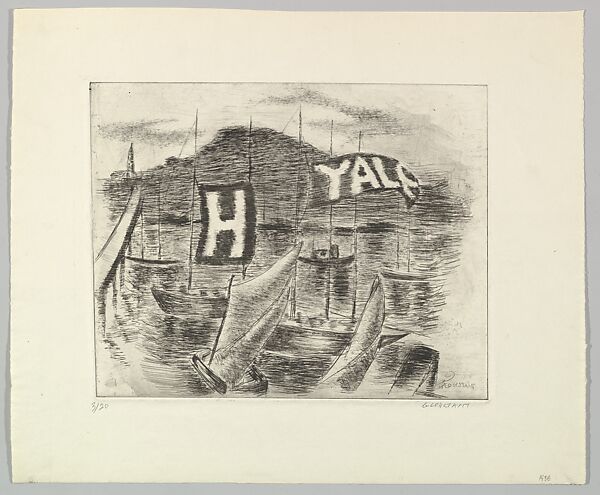 Yale-Harvard Race, George Constant (American (born Greece), Arahova 1892–1978 New York), Drypoint 