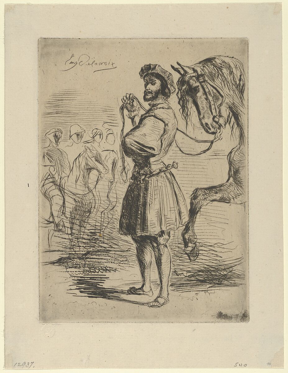 A Nobleman from the Time of Francis I, Eugène Delacroix (French, Charenton-Saint-Maurice 1798–1863 Paris), Etching and drypoint; second state of five 