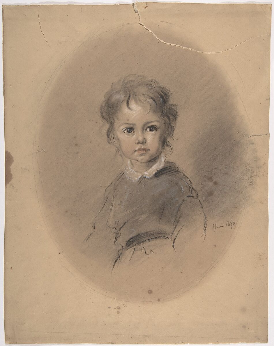 Portrait of a Boy, Antoine Auguste Ernest Hébert (French, La Tronche 1817–1908 La Tronche), Black, red, and white chalk on wove paper 
