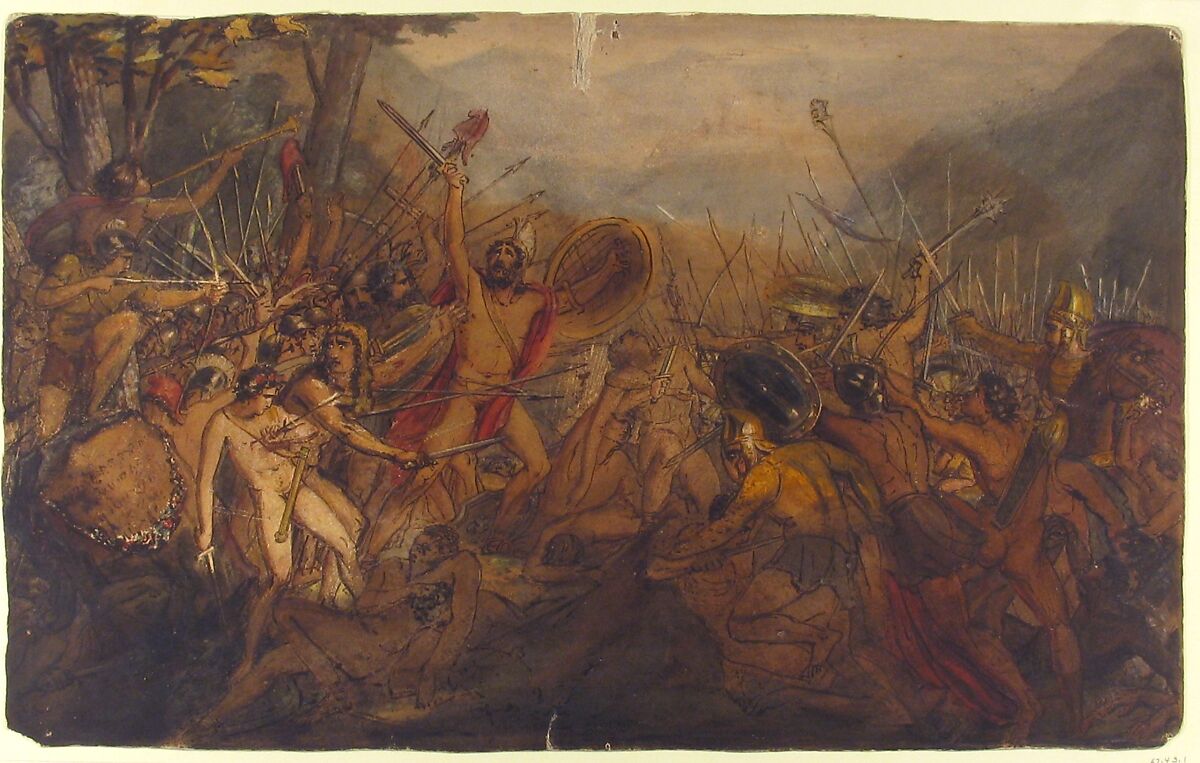 Battle Scene, François Joseph Heim (French, Belfort 1787–1865 Paris), Pen and watercolor on paper