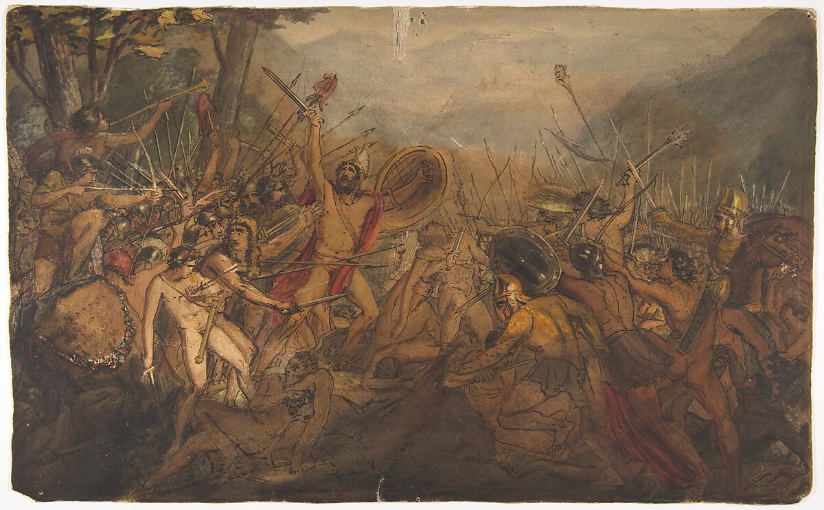 Battle Scene, François Joseph Heim (French, Belfort 1787–1865 Paris), Pen and watercolor on paper 