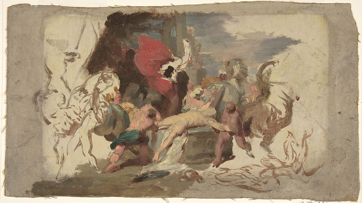 The Martyrdom of Saint Hippolytus, François Joseph Heim (French, Belfort 1787–1865 Paris), Oil paint, over black chalk on fine canvas, varnished 