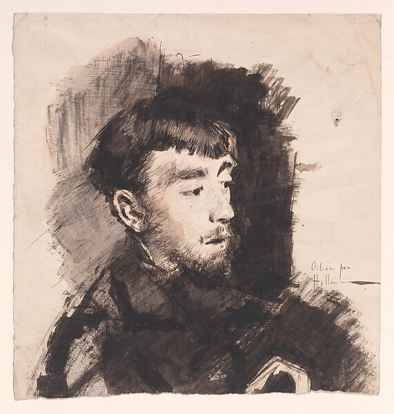 Portrait of a Man, Paul-César Helleu (French, Vannes 1859–1927 Paris), Pen and ink wash 