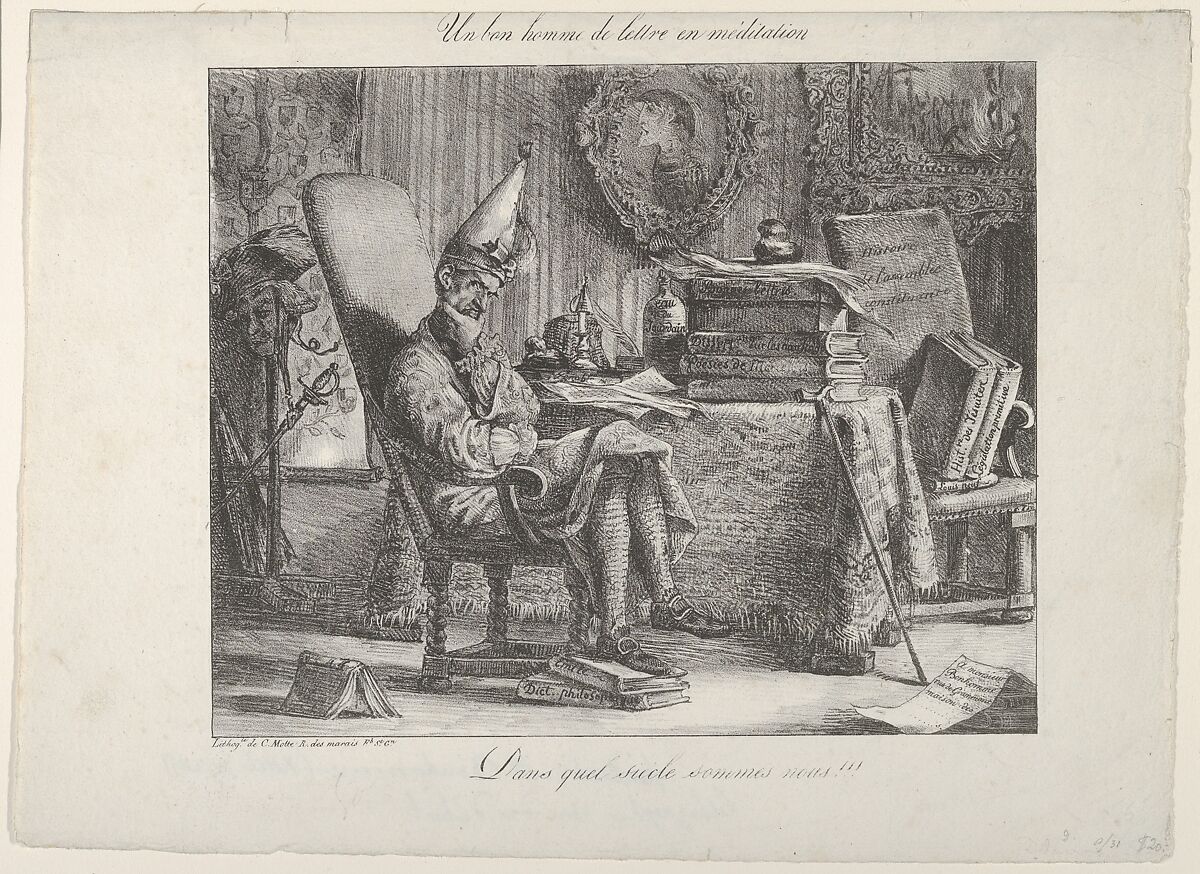 A Literary Fellow Meditating, Anonymous  , 19th century, Lithograph; second state 