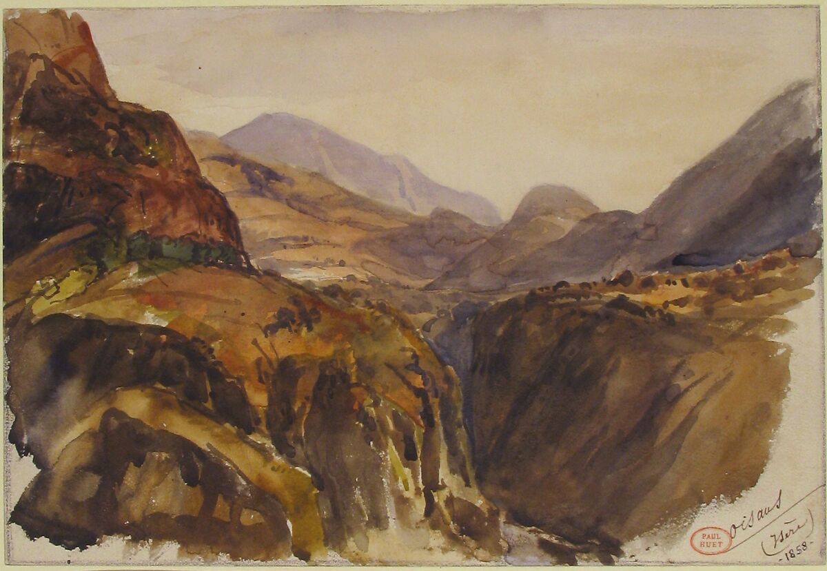 Mountain View at Oisans (Isère), Paul Huet (French, Paris 1803–1869 Paris), Watercolor
