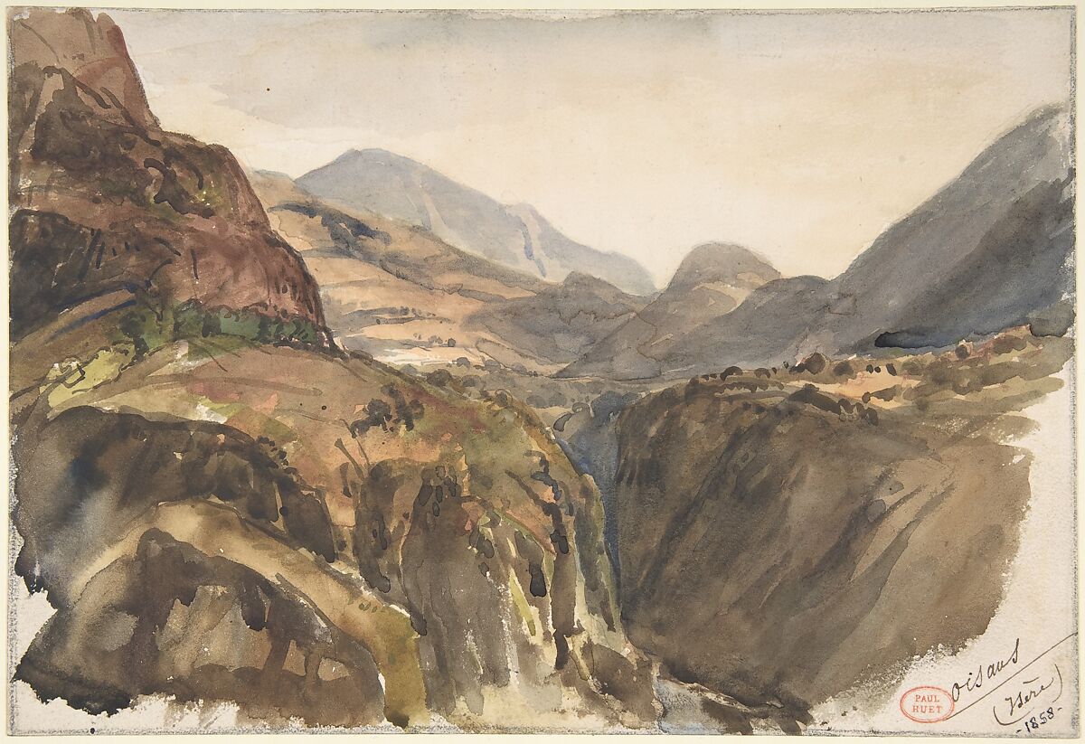 Mountain View at Oisans (Isère), Paul Huet (French, Paris 1803–1869 Paris), Watercolor 