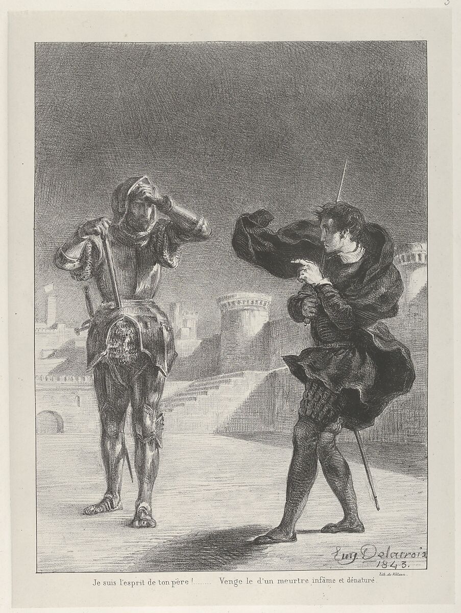 The Ghost on the Terrace, Eugène Delacroix (French, Charenton-Saint-Maurice 1798–1863 Paris), Lithograph, first state of five 