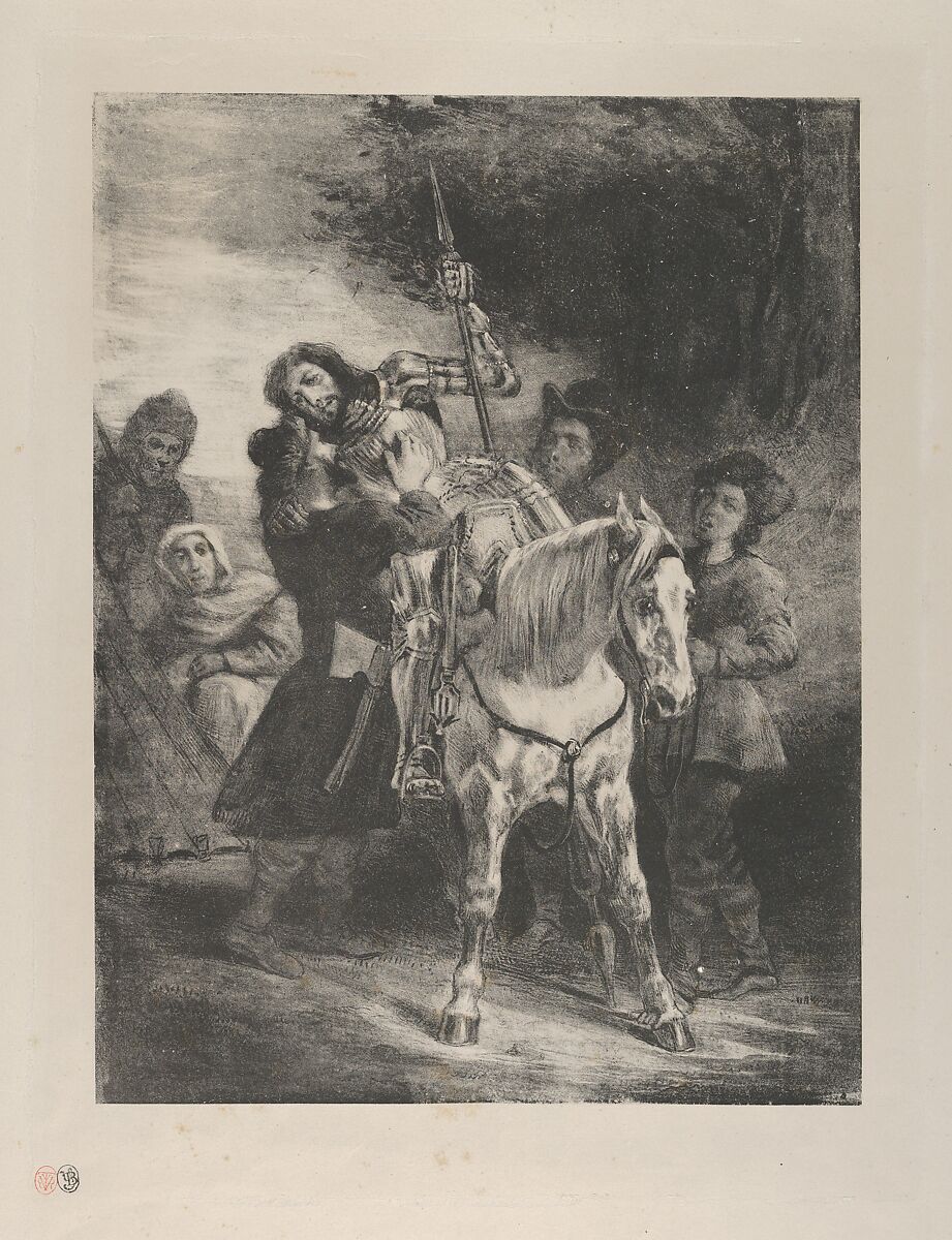 The Wounded Goetz Taken In by the Gypsies, Eugène Delacroix (French, Charenton-Saint-Maurice 1798–1863 Paris), Lithograph; second state of two 