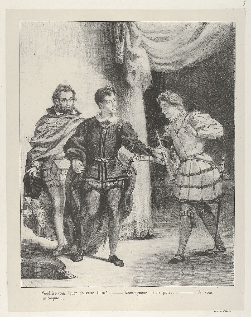 Hamlet and Guildenstern, Eugène Delacroix (French, Charenton-Saint-Maurice 1798–1863 Paris), Lithograph; second state of four 