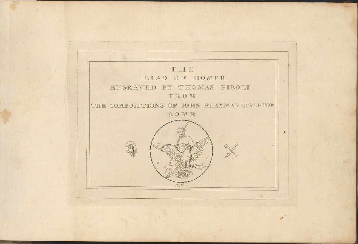 The Iliad and Odyssey of Homer, Engraved From the Compositions of John Flaxman, Sculptor, Rome, After John Flaxman (British, York 1755–1826 London), Illustrations: line engraving 