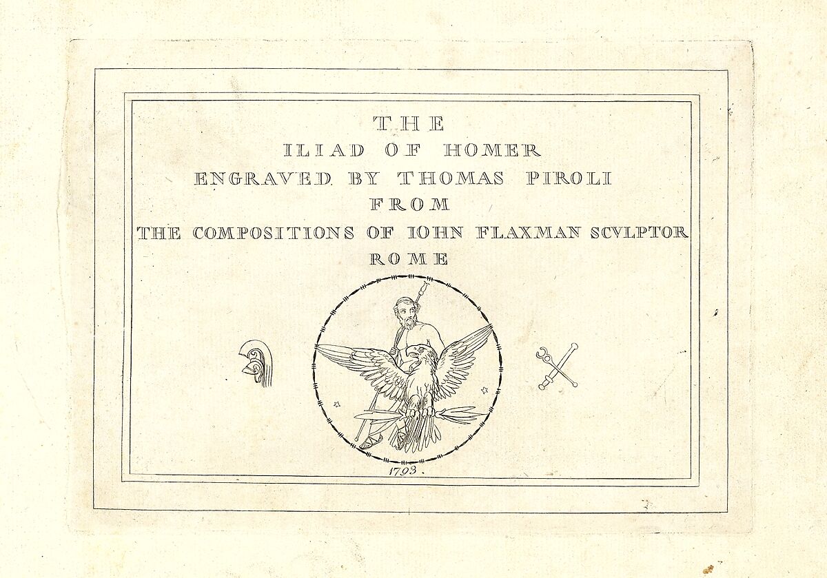 The Iliad and Odyssey of Homer, Engraved From the Compositions of John Flaxman, Sculptor, Rome, After John Flaxman (British, York 1755–1826 London), Illustrations: line engraving