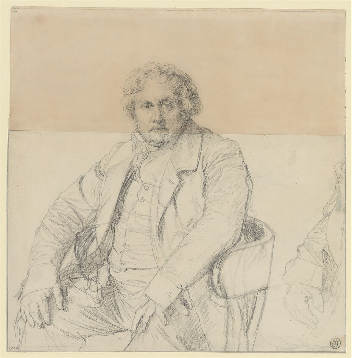 Study for the Portrait of Louis-François Bertin (1766–1841), Jean Auguste Dominique Ingres (French, Montauban 1780–1867 Paris), Black chalk and graphite 