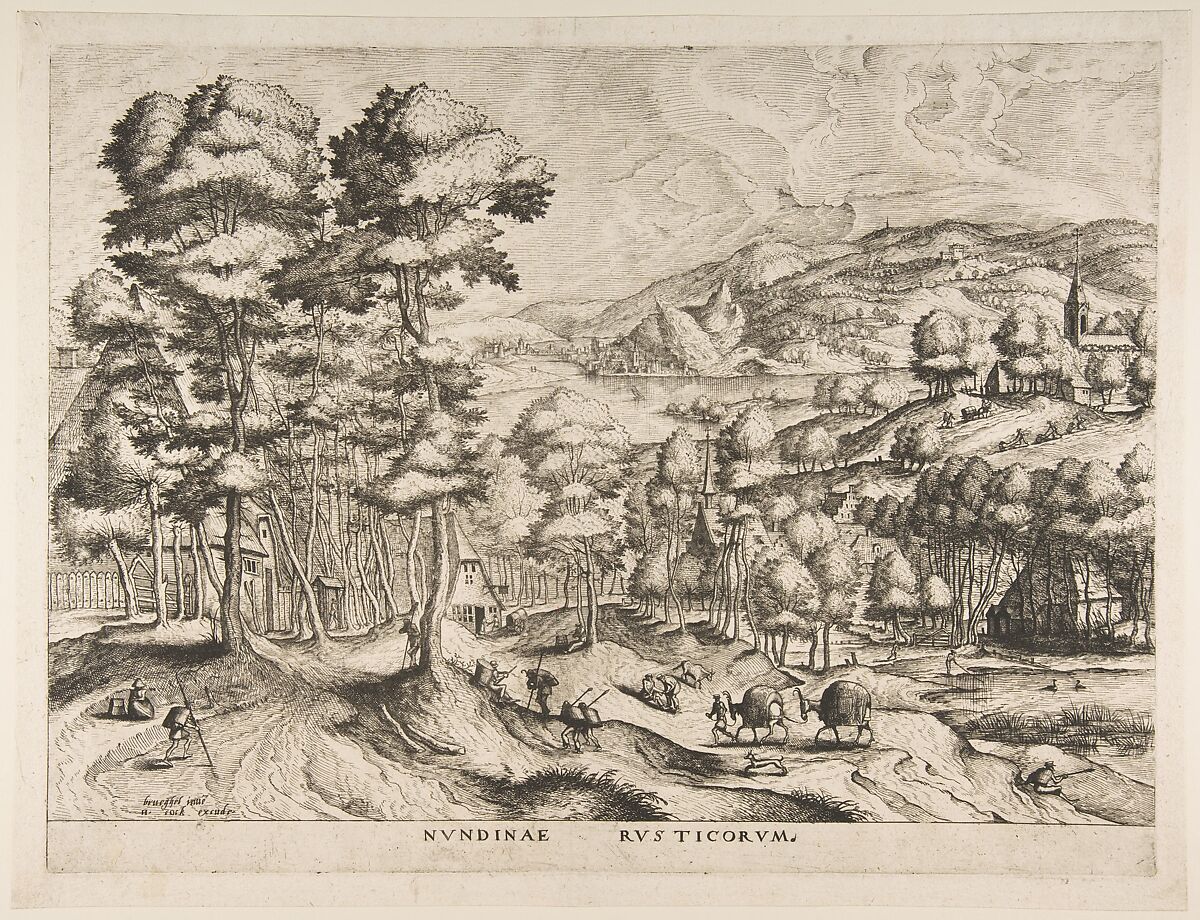 Rustic Market (Nundinae Rusticorum) from The Large Landscapes, After Pieter Bruegel the Elder (Netherlandish, Breda (?) ca. 1525–1569 Brussels), Etching and engraving; second state of three 