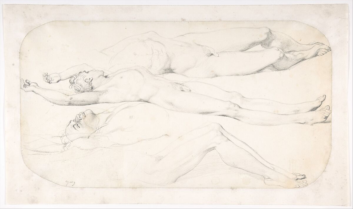 Studies for the Cadaver of Acron, Jean Auguste Dominique Ingres (French, Montauban 1780–1867 Paris), Graphite on wove paper 