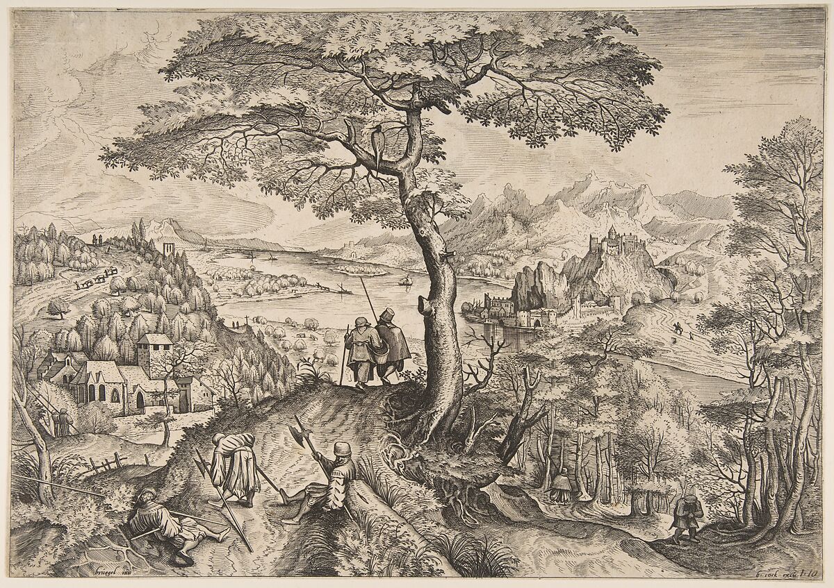 Soldiers at Rest (Milites Requiescentes) from The Large Landscapes, After Pieter Bruegel the Elder (Netherlandish, Breda (?) ca. 1525–1569 Brussels), Etching and engraving 