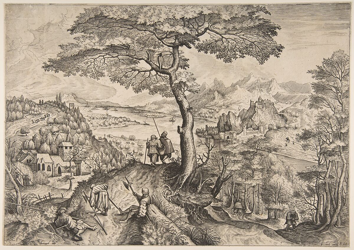 Soldiers at Rest (Milites Requiescentes), from "The Large Landscapes", After Pieter Bruegel the Elder (Netherlandish, Breda (?) ca. 1525–1569 Brussels), Etching and engraving 