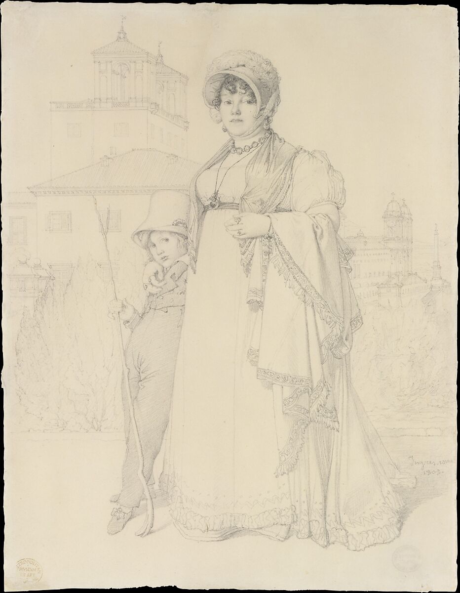 Madame Guillaume Guillon Lethière, née Marie-Joseph-Honorée Vanzenne, and her son Lucien Lethière, Jean Auguste Dominique Ingres (French, Montauban 1780–1867 Paris), Graphite