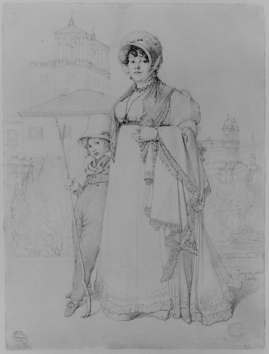 Madame Guillaume Guillon Lethière, née Marie-Joseph-Honorée Vanzenne, and her son Lucien Lethière, Jean Auguste Dominique Ingres (French, Montauban 1780–1867 Paris), Graphite