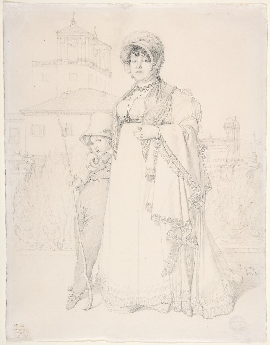 Madame Guillaume Guillon Lethière, née Marie-Joseph-Honorée Vanzenne, and her son Lucien Lethière, Jean Auguste Dominique Ingres (French, Montauban 1780–1867 Paris), Graphite 