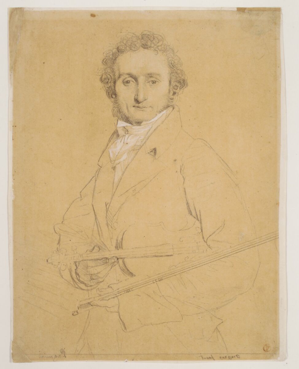 Niccolò Paganini (1782–1840), Jean Auguste Dominique Ingres (French, Montauban 1780–1867 Paris), Counterproof or tracing strengthened with graphite and gouache on translucent paper