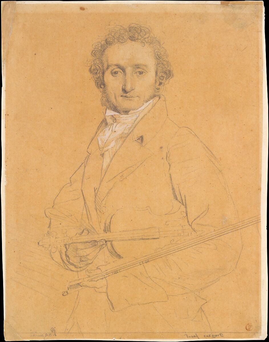 Niccolò Paganini (1782–1840), Jean Auguste Dominique Ingres (French, Montauban 1780–1867 Paris), Counterproof or tracing strengthened with graphite and gouache on translucent paper