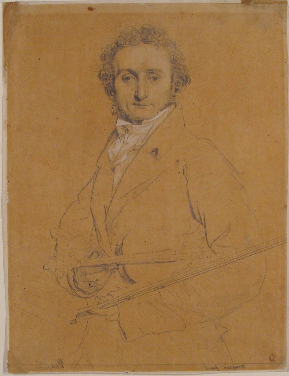 Niccolò Paganini (1782–1840), Jean Auguste Dominique Ingres (French, Montauban 1780–1867 Paris), Counterproof or tracing strengthened with graphite and gouache on translucent paper