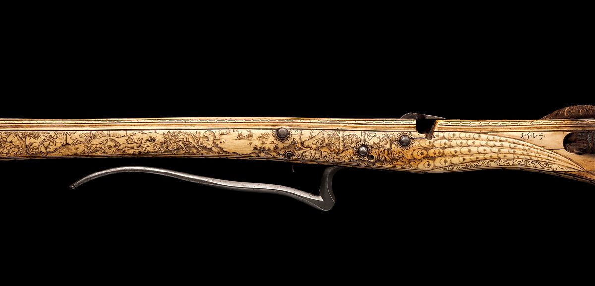 Crossbow, Steel, wood, staghorn, hemp, Central European, possibly southern Germany