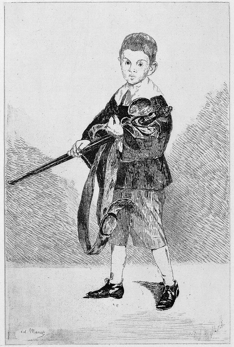 Boy with a Sword, Turned Left, Edouard Manet (French, Paris 1832–1883 Paris), Etching and aquatint on laid paper (Hudelist), state III of IV