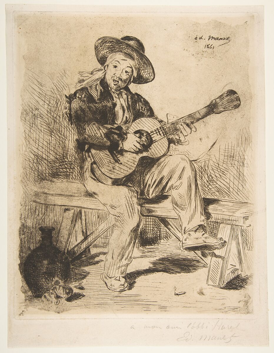 The Spanish Singer, Edouard Manet (French, Paris 1832–1883 Paris), Etching and bitten tone; second state of seven 