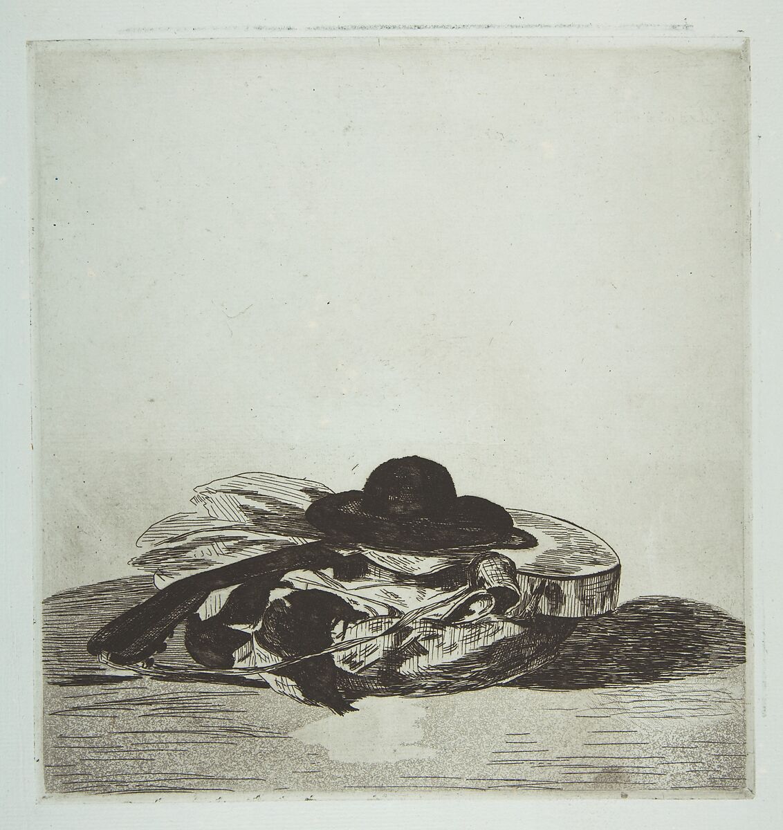 Hat and Guitar. Cover design for "Eaux-fortes par Edouard Manet," an album of fourteen etchings, Edouard Manet (French, Paris 1832–1883 Paris), Etching, drypoint, and aquatint; final state on blue laid paper 
