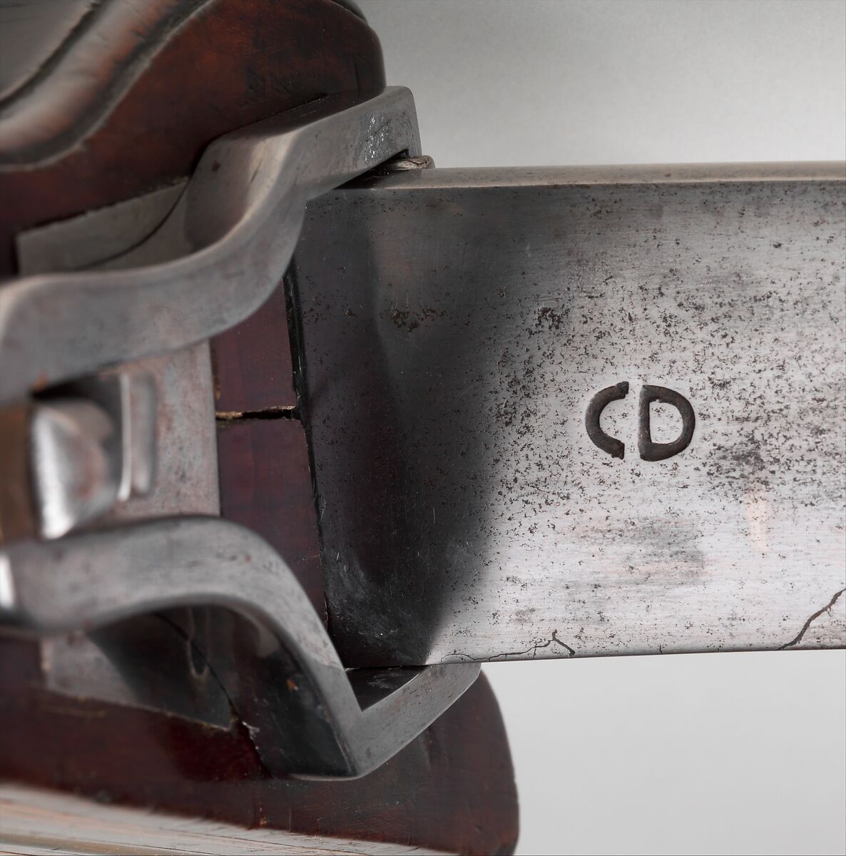 Target Crossbow with Windlass, Steel, wood (possibly mahogany), copper alloy, staghorn, hemp, probably Belgian or Dutch