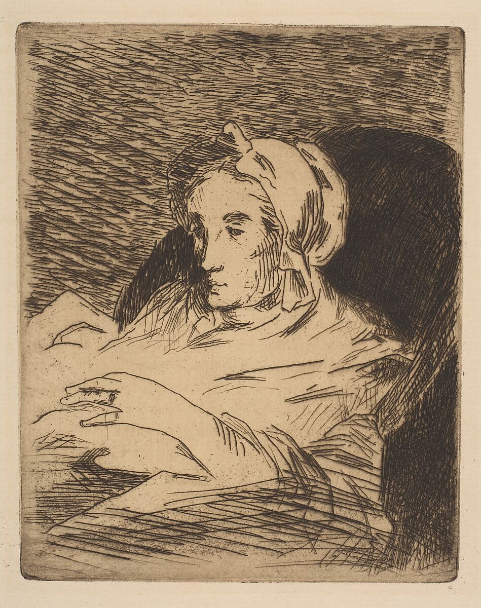 The Convalescent (Suzanne Manet), Edouard Manet (French, Paris 1832–1883 Paris), Etching, drypoint, and aquatint in brown ink on tan laid paper, final state of three 