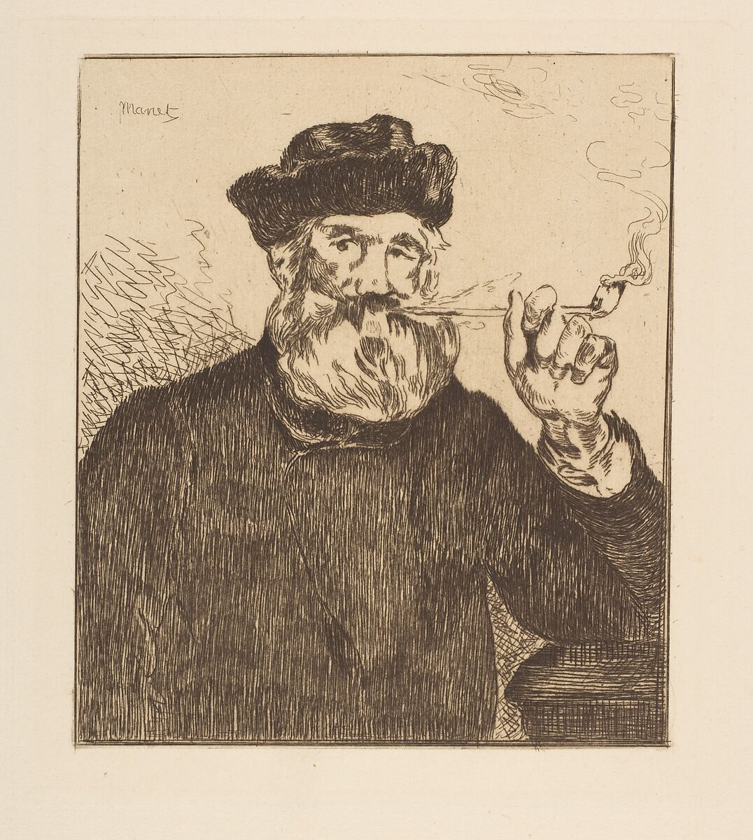 The Smoker, Reproduction of the etching by Edouard Manet (French, Paris 1832–1883 Paris), Facsimile reproduction of Manet's etching of 1866-67, in the second state 