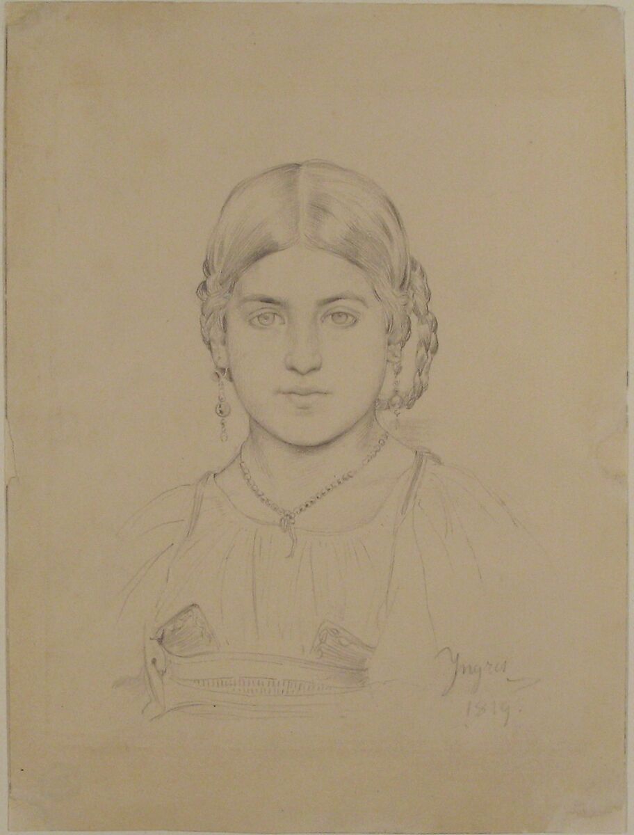 Bust of a Gypsy Girl, Ascribed to Jean Auguste Dominique Ingres (French, Montauban 1780–1867 Paris), Graphite on wove paper