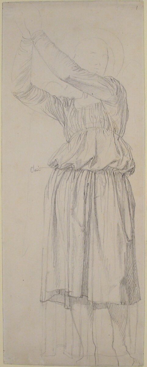 The Archangel Raphael (Study for a stained-glass window in the chapel of Notre-Dame de la Compassion-Saint-Ferdinand, Neuilly), Jean Auguste Dominique Ingres (French, Montauban 1780–1867 Paris), Graphite