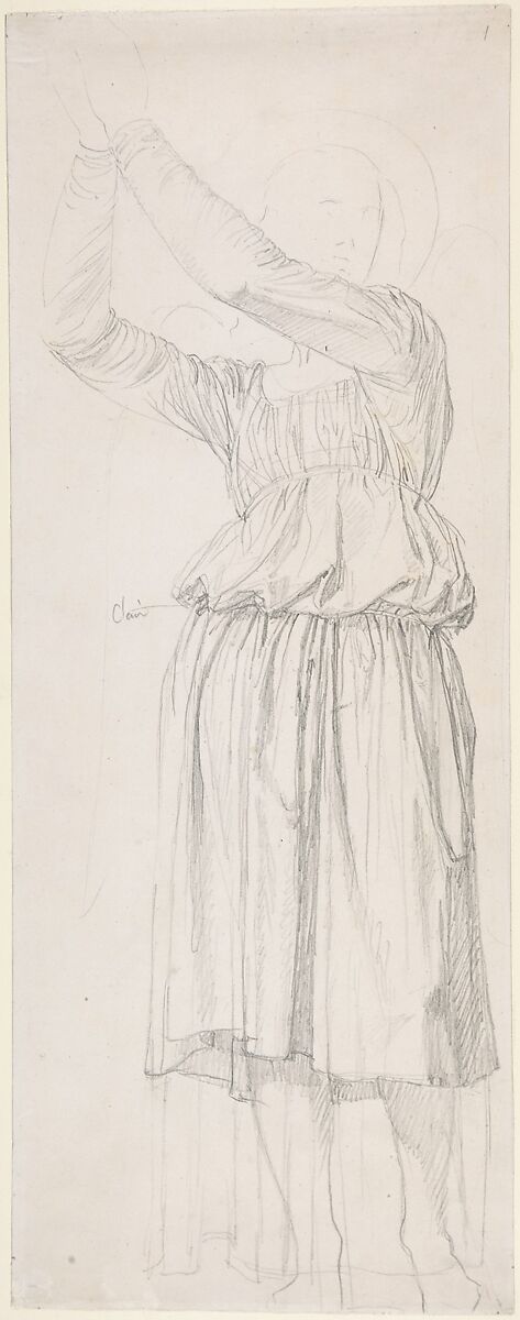 The Archangel Raphael (Study for a stained-glass window in the chapel of Notre-Dame de la Compassion-Saint-Ferdinand, Neuilly), Jean Auguste Dominique Ingres (French, Montauban 1780–1867 Paris), Graphite 