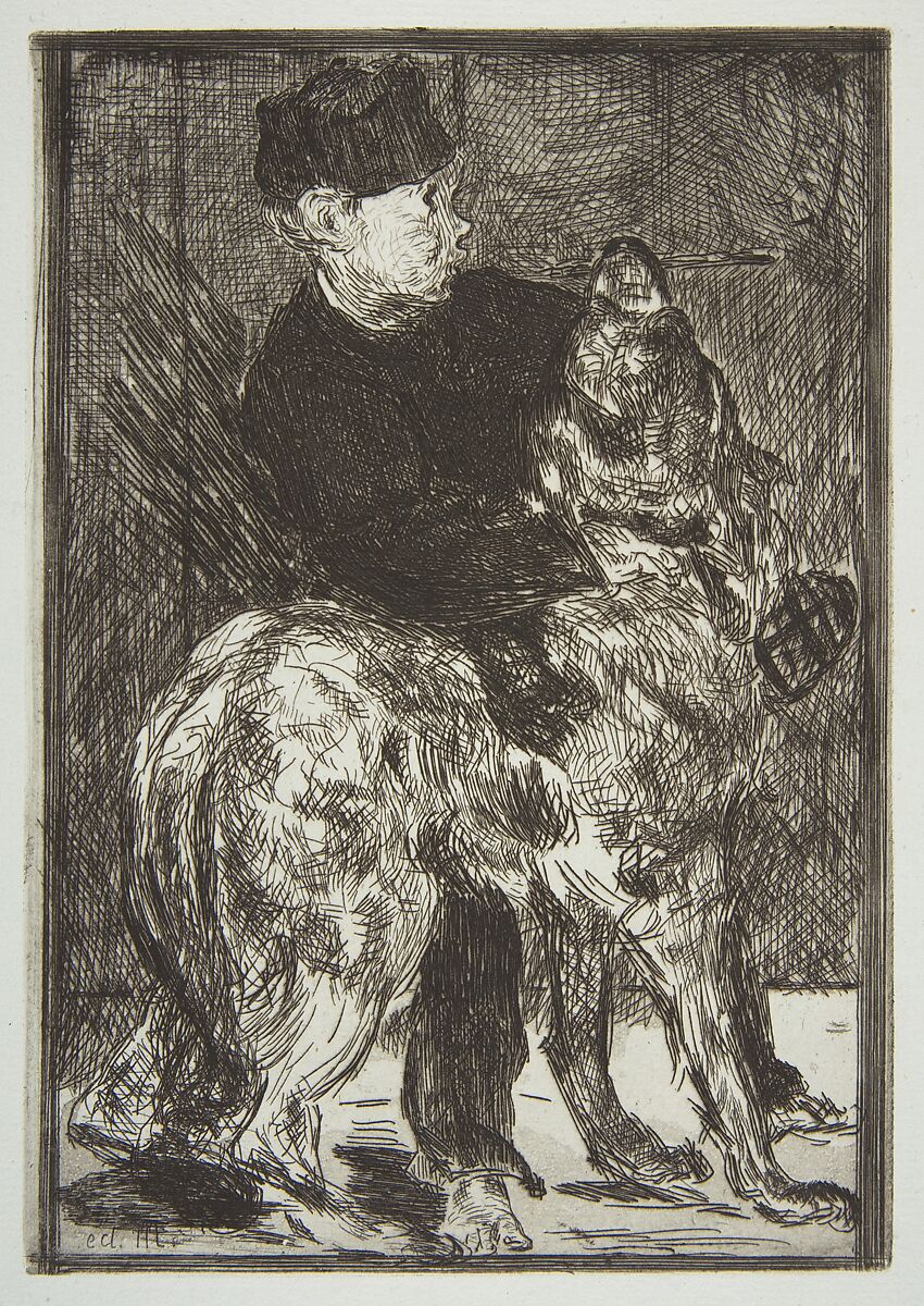 Boy and Dog, Edouard Manet (French, Paris 1832–1883 Paris), Etching and aquatint, final state (III), on blue laid paper 