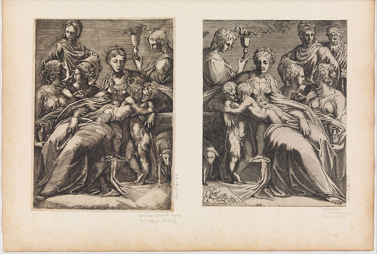 Virgin and Child with Saints, Léon Davent (French, active 1540–56), Etching 