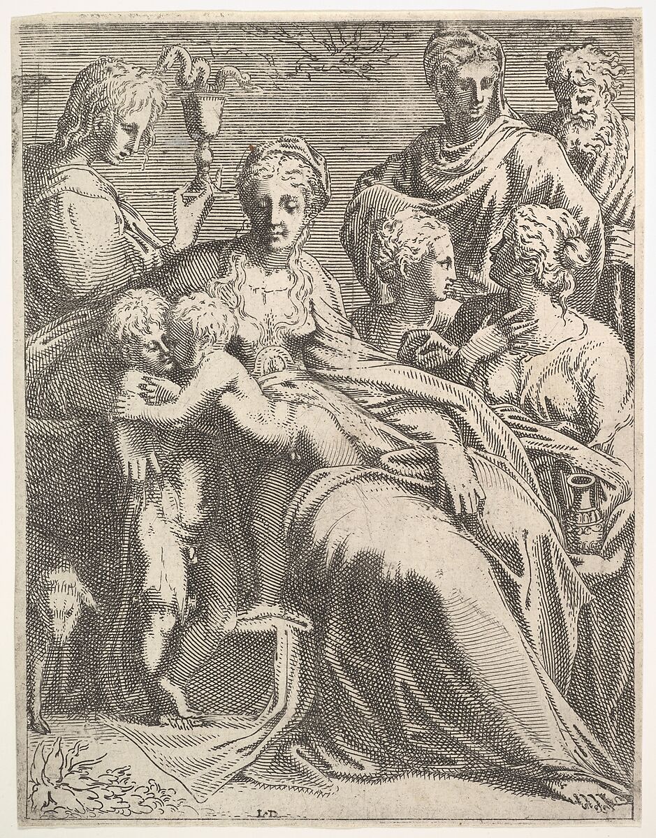 Virgin and Child with Saints, Léon Davent (French, active 1540–56), Etching 