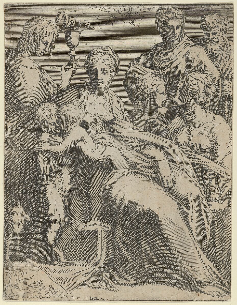 Sacred Conversation, Léon Davent (French, active 1540–56), Etching 