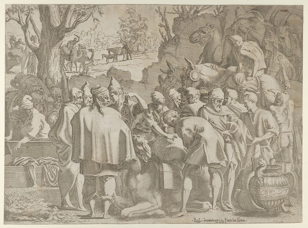 Search through the baggage of Joseph's brothers, Léon Davent (French, active 1540–56), Etching 